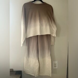 Zenana Tie Dye French Terry Long Sleeve Top Wide Leg Lounge Pants small